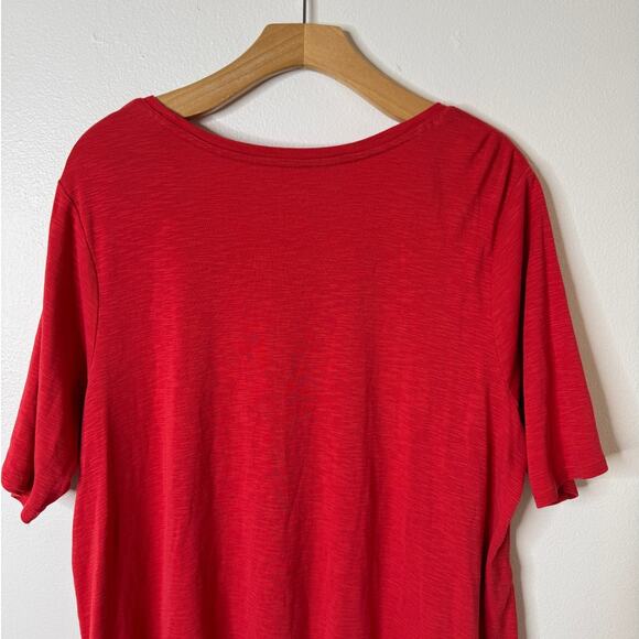 J. Jill Plus 1X Red Pima Knit A-Line Dipped Hem Tunic Top Elbow-Sleeves - Picture 8 of 9